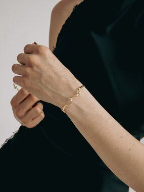 Wave Cuff Bracelet, Organic Open Bangle, Minimalist Gold Plated Bracelet